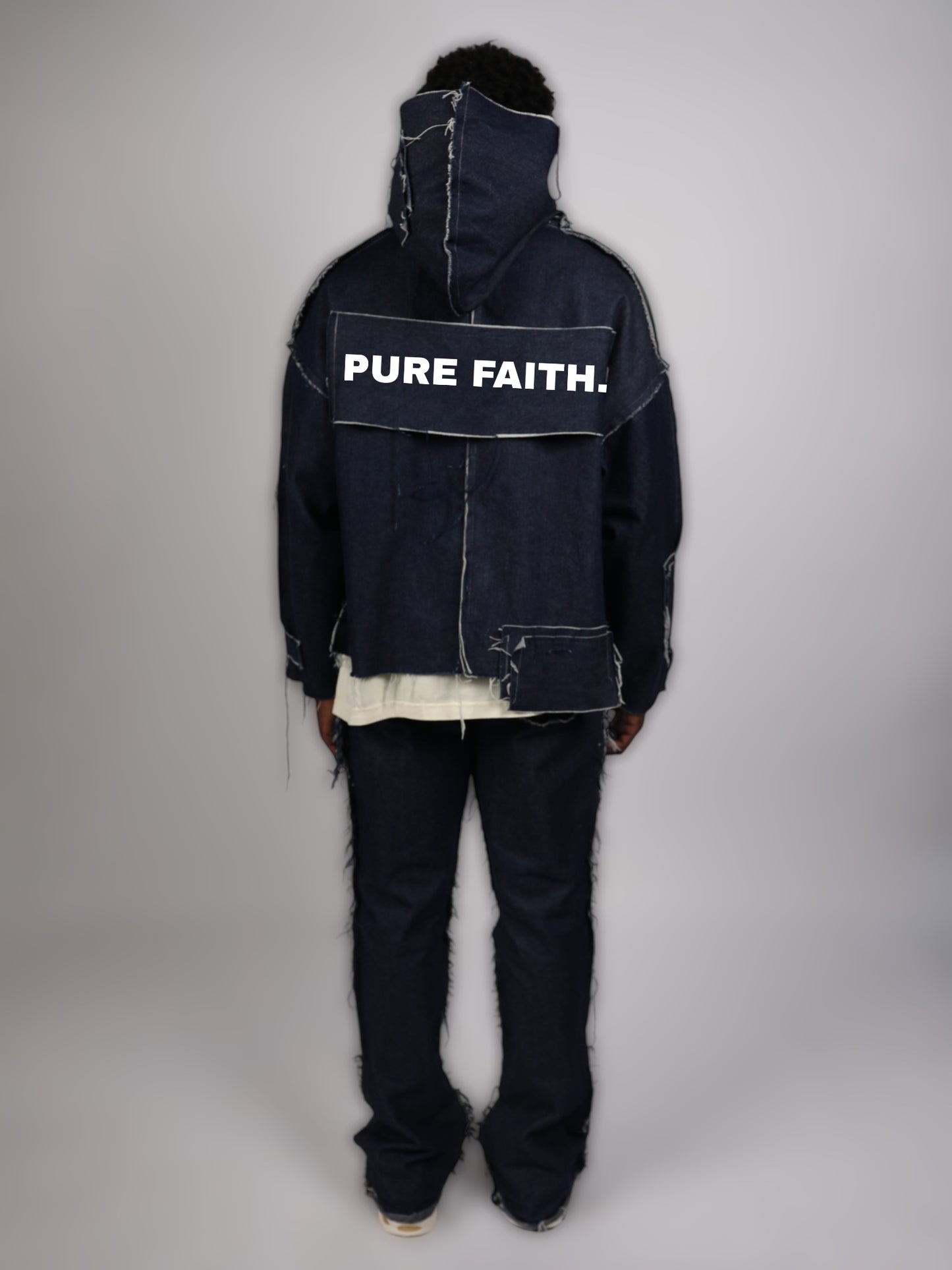 DISTRESSED DENIM HOODIE