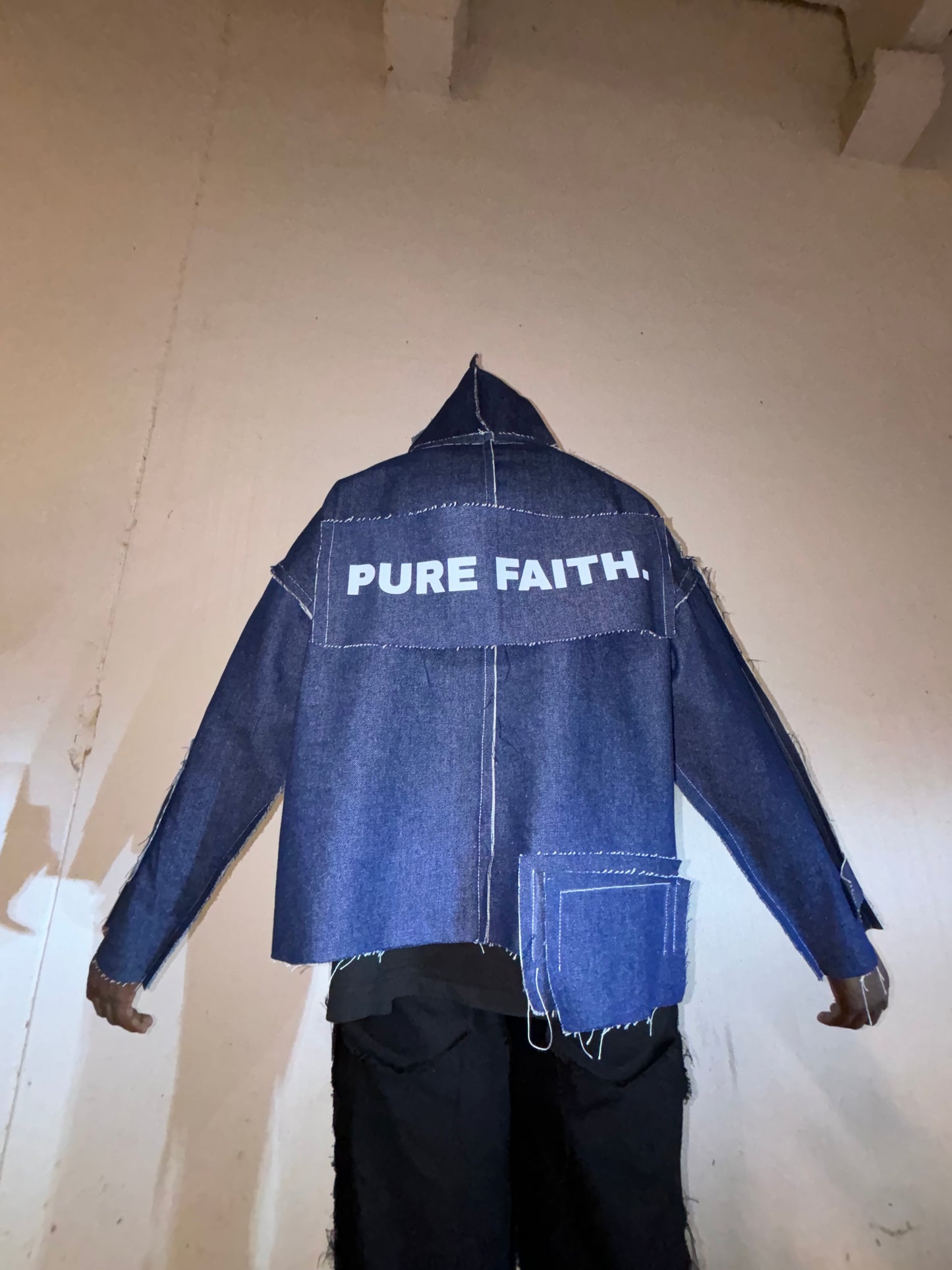 DISTRESSED DENIM HOODIE