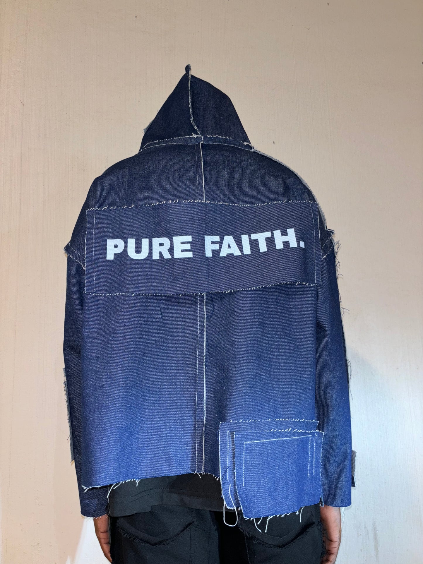 DISTRESSED DENIM HOODIE